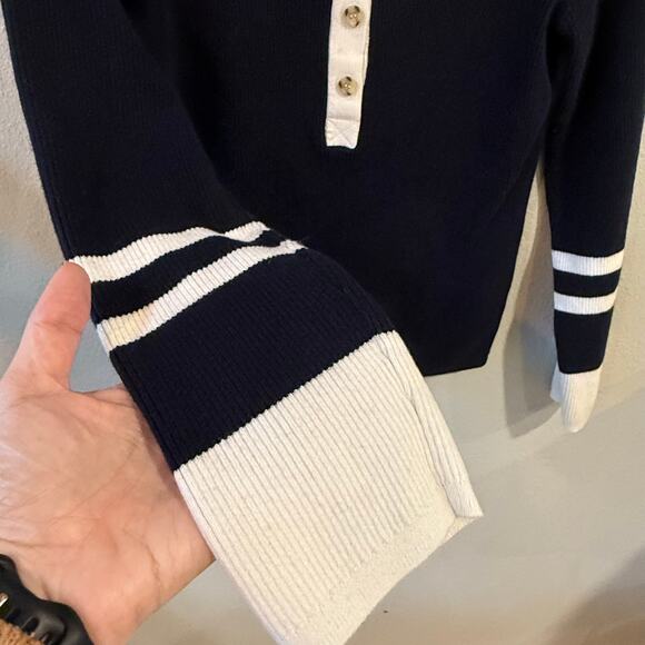 Faherty Women's Navy and White Sweater Size Large Beach Coastal Nautical - Picture 3 of 9